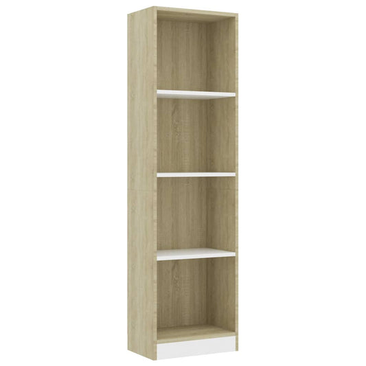 Bokhylle 4 nivå hvit og sonoma eik 40x24x142 cm konstruert tre - DMF Handel
