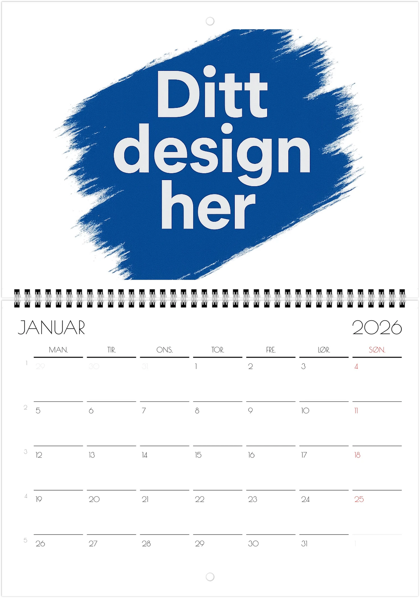 Veggkalendere 2026 liggende